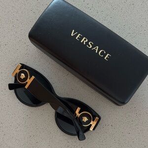 Versace Black and Gold Cat-Eye Sunglasses